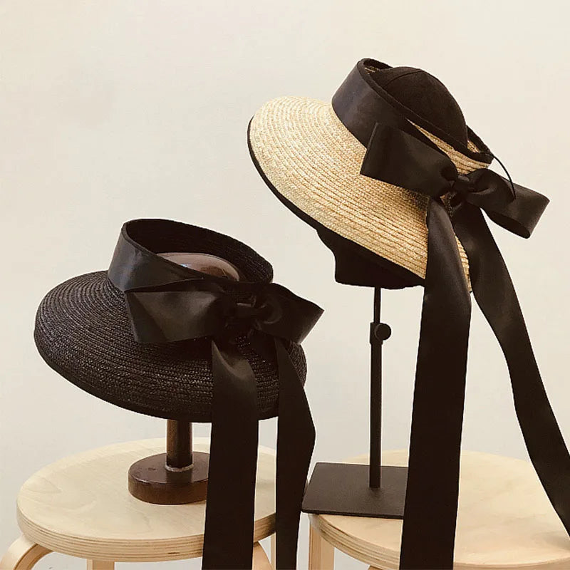 Elegant Straw Floppy Sun Hat with Chic Ribbon