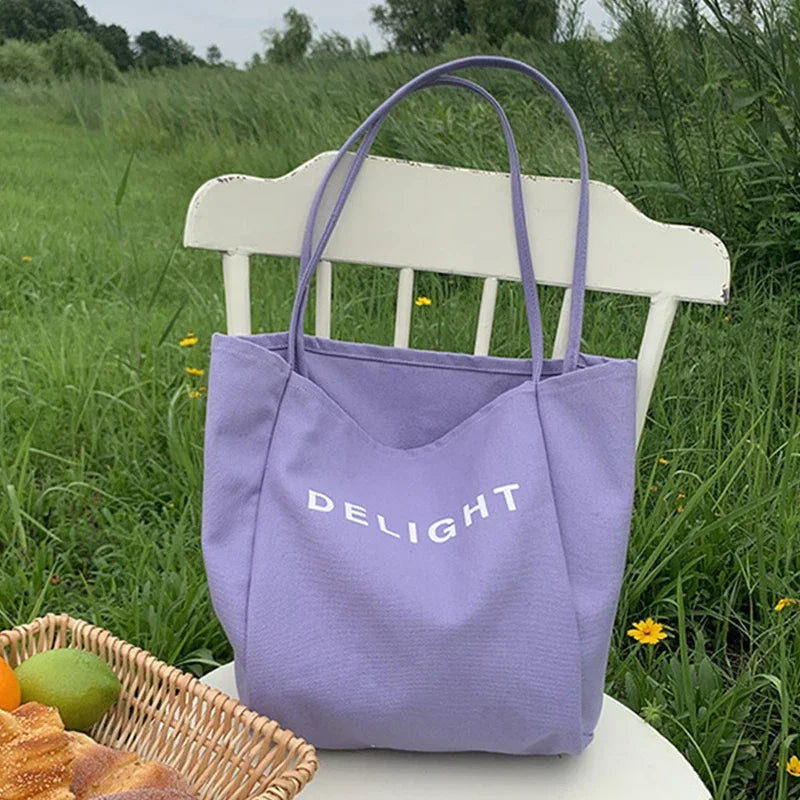 "Delight" Large Soft Canvas Tote Bag