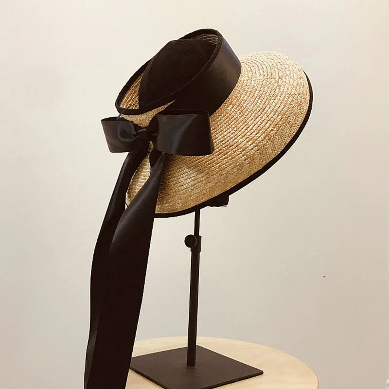 Elegant Straw Floppy Sun Hat with Chic Ribbon